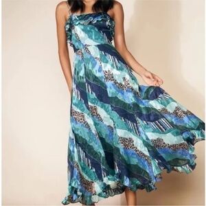 Hutch Anthropologie Blue and Green Patterned Dress